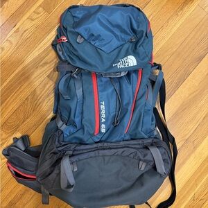The North Face Terra 65 Navy and Red Backpack
